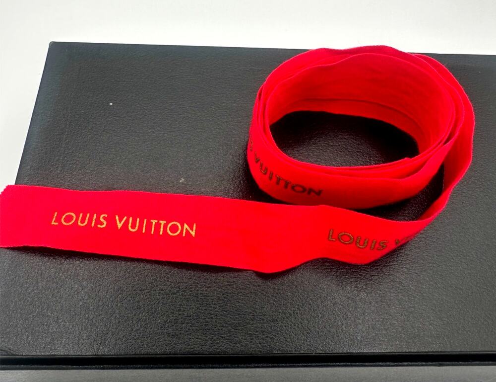 Authentic Louis Vuitton Red Ribbon with Gold Logo – 54